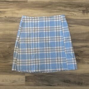 Light Blue Plaid A-Line Women's Skirt